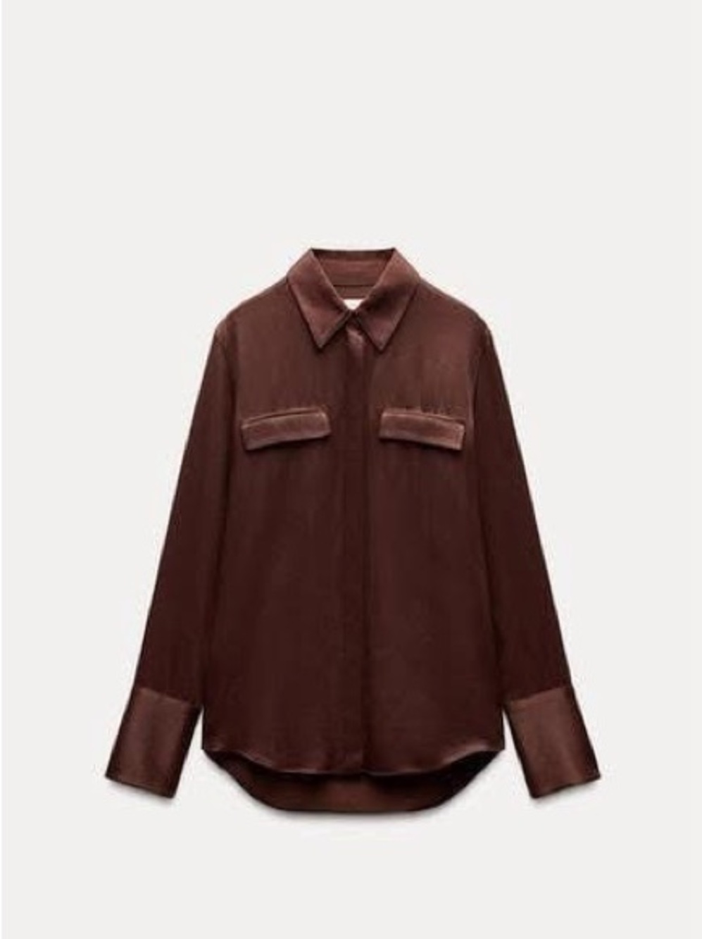Burgundy Satin Button-Front Shirt